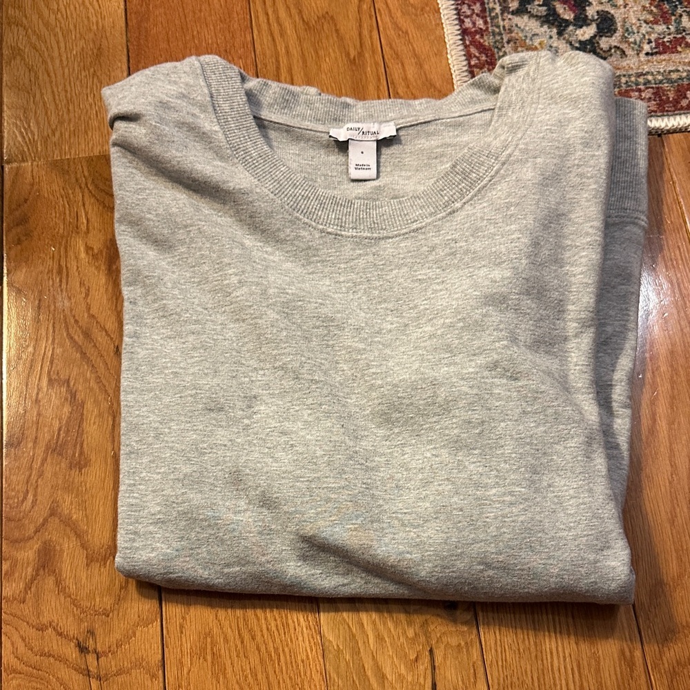 Daily Ritual Light Gray Crewneck Sweater - Picture 2 of 7